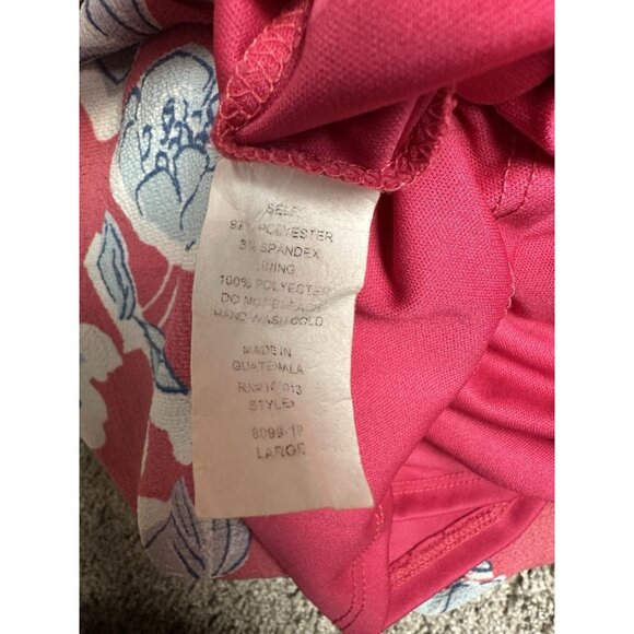 Andree by Unit Pink Floral Shift Dress L Tie Sleeve Scoop Neck Knee Length - Picture 9 of 12